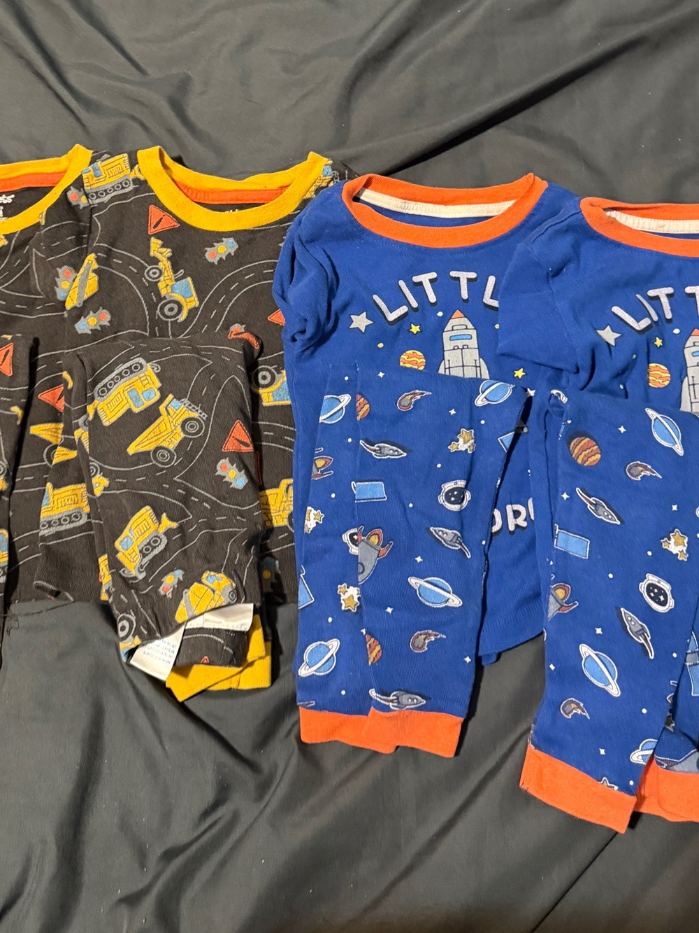 4 sets Kids' Blue Space & Black Construction Pajama Set - (Brand Unspecified)
